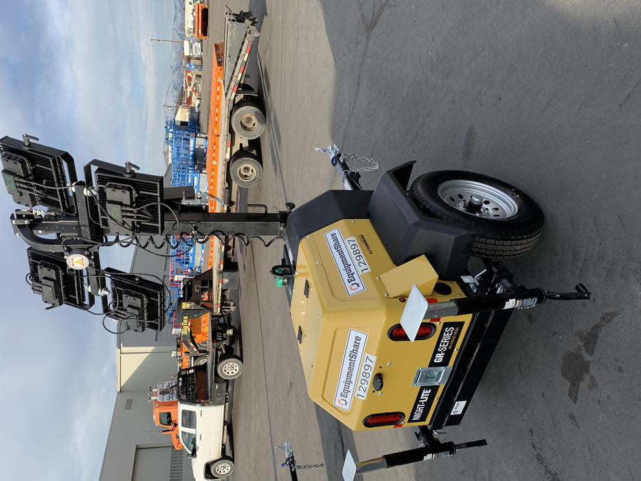 2021 Allmand NLV3GR (4) LED Light Fixture 350W, 23' Vertical Mast, 3kW Prime, Towable, Deep Sea L401, Leveling Jacks, Yanmar T4F 5.8hp