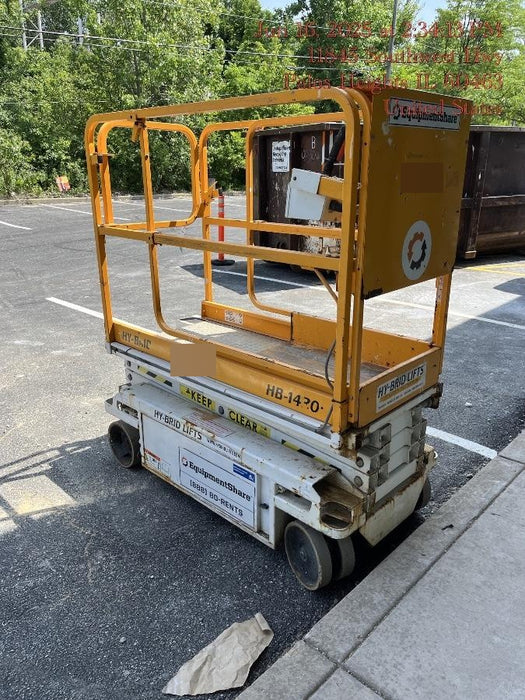 Custom Equipment HB-1430 Hy-Brid Scissor Lift
Platform capacity up to 670 lbs
Working height up to 20 ft
Weighs under 1,700 lbs
Non-marking wheels