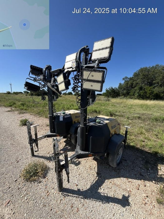 2022 Allmand NLV3GR (4) LED Light Fixture 350W, 23' Vertical Mast, 3kW Prime, Towable, Deep Sea L401, Leveling Jacks, Yanmar T4F 5.8hp