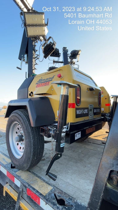 2022 Allmand NLV3GR (4) LED Light Fixture 350W, 23' Vertical Mast, 3kW Prime, Towable, Deep Sea L401, Leveling Jacks, Yanmar T4F 5.8hp