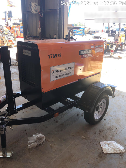 2021 Lincoln Electric Vantage 322 Vantage 322 Ready Pak 3 w/ Decals, ORANGE (includes trailer, cable rack, fender light kit) NO Telematics