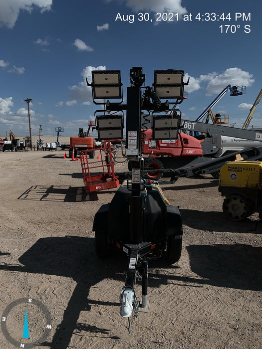 2021 Allmand NLV3GR (4) LED Light Fixture 350W, 23' Vertical Mast, 3kW Prime, Towable, Deep Sea L401, Leveling Jacks, Yanmar T4F 5.8hp