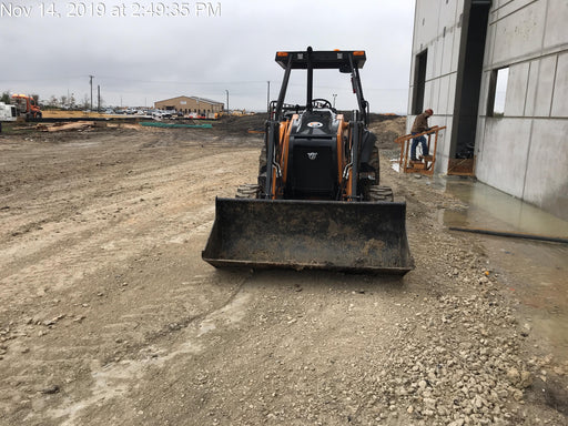 2019 Case 570N EP Canopy, 4WD, GP Front Bucket, Dual Tilt Cylinder, 84" Box Blade w/ Scarifier, Wheel Weights, Beacon