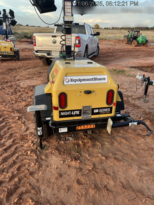 2022 Allmand NLV3GR (4) LED Light Fixture 350W, 23' Vertical Mast, 3kW Prime, Towable, Deep Sea L401, Leveling Jacks, Yanmar T4F 5.8hp