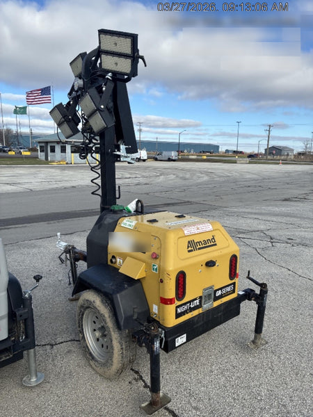 2022 Allmand NLV3GR (4) LED Light Fixture 350W, 23' Vertical Mast, 3kW Prime, Towable, Deep Sea L401, Leveling Jacks, Yanmar T4F 5.8hp