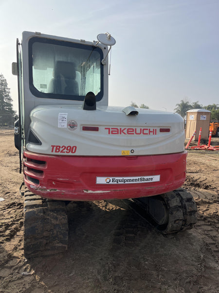 2019 Takeuchi TB290 Cab/Heat/AC Rubber tracks, Dozer blade, Travel alarm, Auxiliary hydraulics Manual QC, Hydraulic thumb, 18", 24", and 36" Buckets
