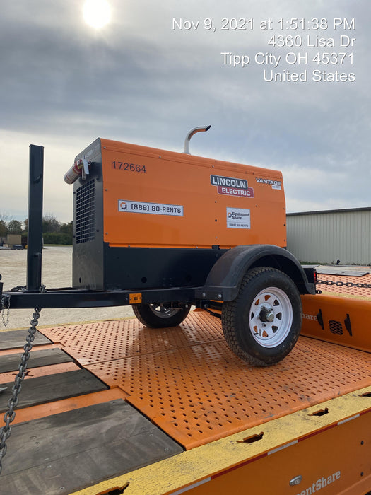 2021 Lincoln Electric Vantage 322 Vantage 322 Ready Pak 3 w/ Decals, ORANGE (includes trailer, cable rack, fender light kit) NO Telematics