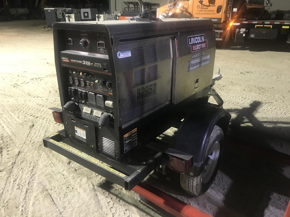 2019 Lincoln Electric Vantage 322 Welder Ready-Pak 3, Two wheel trailer, Fender and Light kit, Cable Rack
