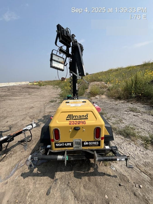 2022 Allmand NLV3GR (4) LED Light Fixture 350W, 23' Vertical Mast, 3kW Prime, Towable, Deep Sea L401, Leveling Jacks, Yanmar T4F 5.8hp