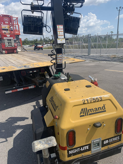 2022 Allmand NLV3GR (4) LED Light Fixture 350W, 23' Vertical Mast, 3kW Prime, Towable, Deep Sea L401, Leveling Jacks, Yanmar T4F 5.8hp