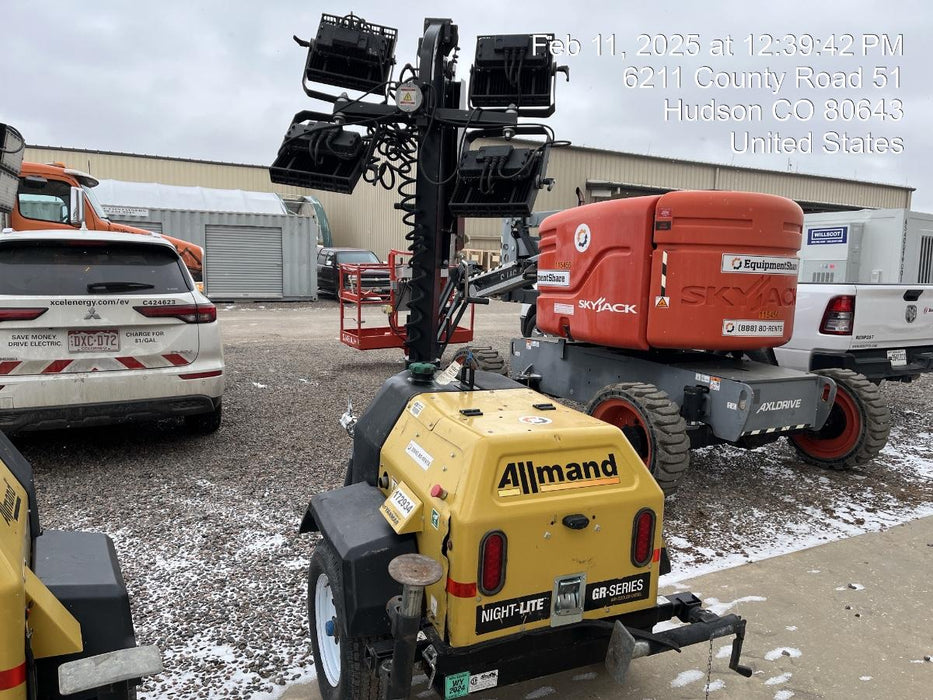 2021 Allmand NLV3GR (4) LED Light Fixture 350W, 23' Vertical Mast, 3kW Prime, Towable, Deep Sea L401, Leveling Jacks, Yanmar T4F 5.8hp