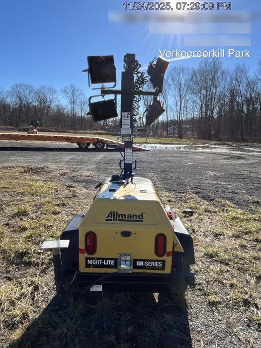 2021 Allmand NLV3GR (4) LED Light Fixture 350W, 23' Vertical Mast, 3kW Prime, Towable, Deep Sea L401, Leveling Jacks, Yanmar T4F 5.8hp