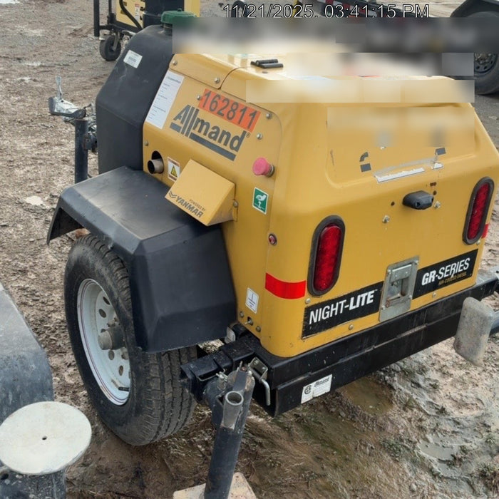 2021 Allmand NLV3GR (4) LED Light Fixture 350W, 23' Vertical Mast, 3kW Prime, Towable, Deep Sea L401, Leveling Jacks, Yanmar T4F 5.8hp