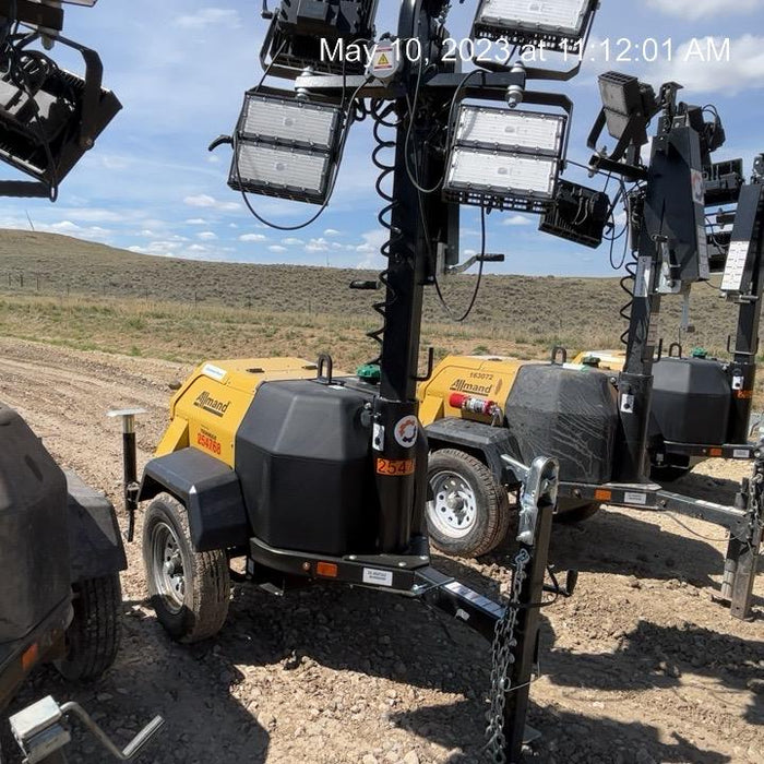 2022 Allmand NLV3GR (4) LED Light Fixture 350W, 23' Vertical Mast, 3kW Prime, Towable, ES Decals, T3