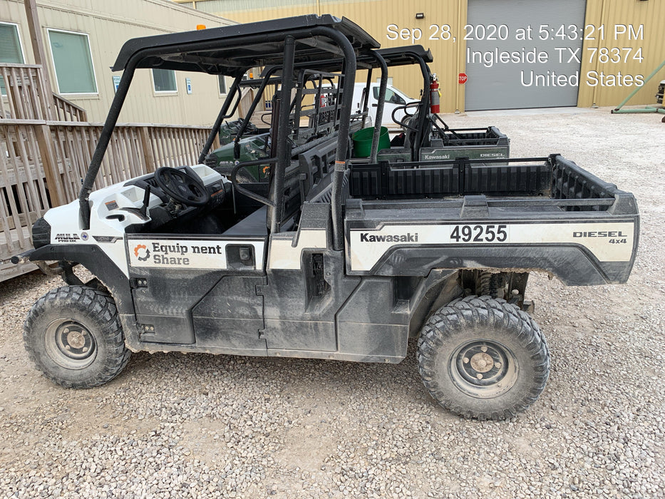 2019 Kawasaki Mule PRO-DXT - 3 Passenger 3 Seater, Standard Options, Backup Alarm, Beacon, Plastic Hard Top, Poly Windshield, Horn Kit