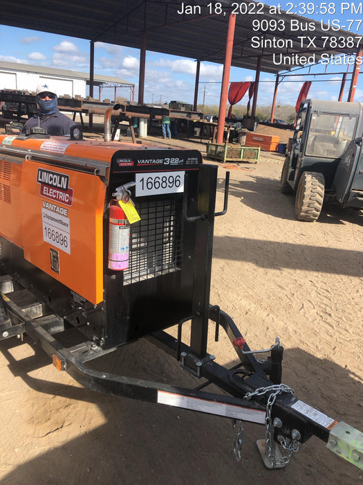 2021 Lincoln Electric Vantage 322 Vantage 322 Ready Pak 3 w/ Decals, ORANGE (includes trailer, cable rack, fender light kit) NO Telematics