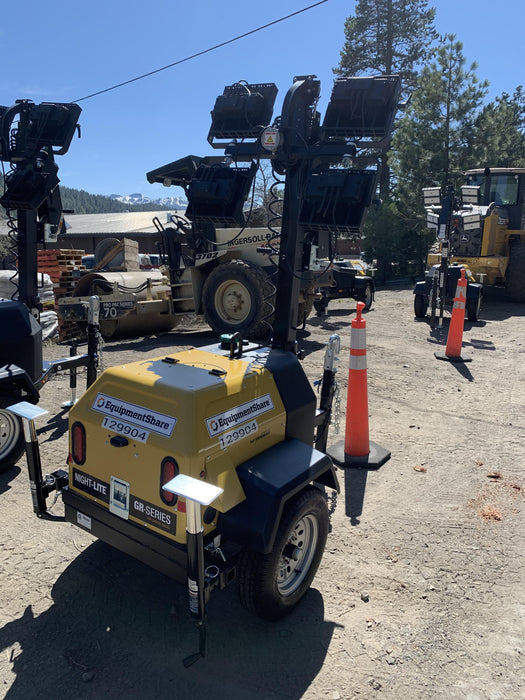 2021 Allmand NLV3GR (4) LED Light Fixture 350W, 23' Vertical Mast, 3kW Prime, Towable, Deep Sea L401, Leveling Jacks, Yanmar T4F 5.8hp