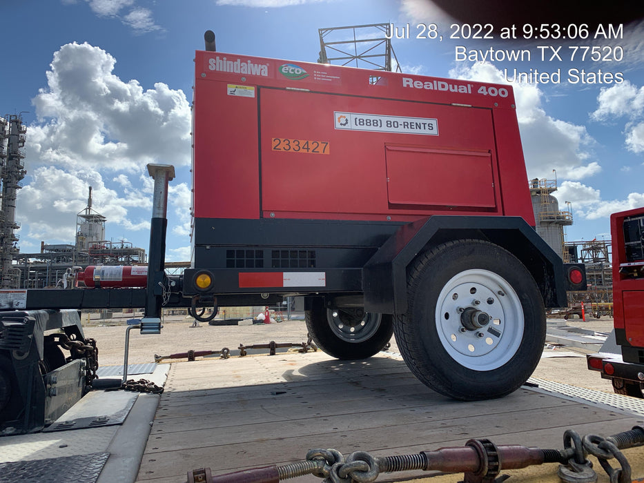 2022 Shindaiwa DGW400MDL Kubota D902 Engine, 23 HP, Dual Op Welder, Wire, Arc, Droop Stick, Tig, and CC Stick Functionality, Simulphase, 3 Phase and 1 Phase Gen Output, Single Axle NB Trlr, Slr Trckl Chrg 12V 12W, Fire Ext