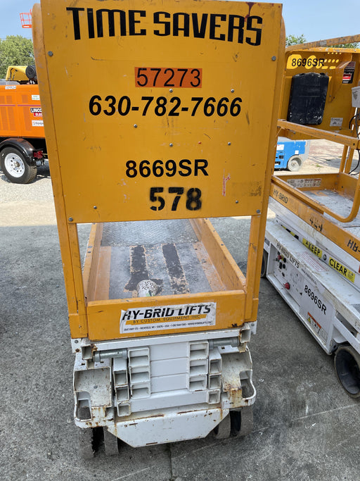 Custom Equipment HB-1430 <ul>
 <li>Hy-Brid Scissor Lift</li>
  <li>Platform capacity up to 670 lbs.</li>
  <li>Working height up to 20 ft</li>
  <li>Weighs under 1,700 lbs.</li>
  <li>Non-marking wheels </li>
</ul>