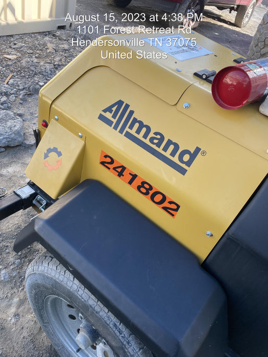 2022 Allmand NLV3GR (4) LED Light Fixture 350W, 23' Vertical Mast, 3kW Prime, Towable, Deep Sea L401, Leveling Jacks, Yanmar T4F 5.8hp