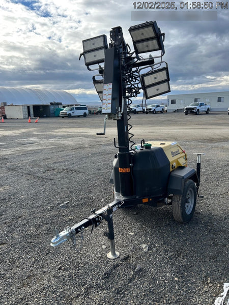 2022 Allmand NLV3GR (4) LED Light Fixture 350W, 23' Vertical Mast, 3kW Prime, Towable, ES Decals, T3