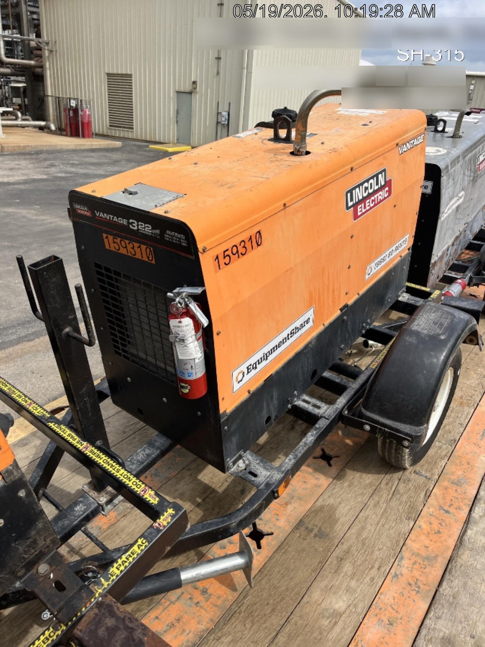 2021 Lincoln Electric Vantage 322 Vantage 322 Ready Pak 3 w/ Decals, ORANGE (includes trailer, cable rack, fender light kit) NO Telematics