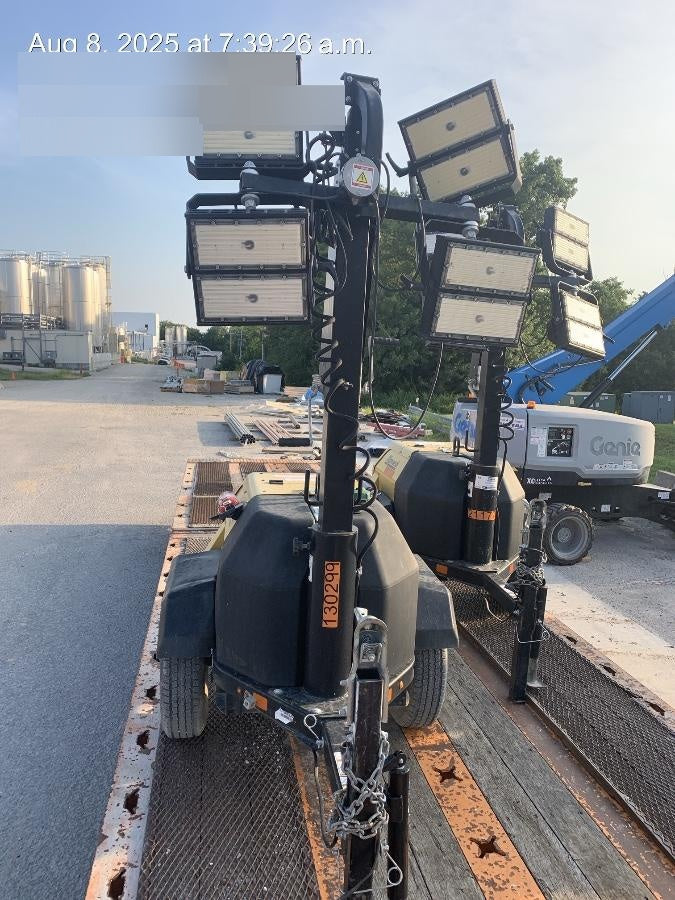 2021 Allmand NLV3GR (4) LED Light Fixture 350W, 23' Vertical Mast, 3kW Prime, Towable, Deep Sea L401, Leveling Jacks, Yanmar T4F 5.8hp