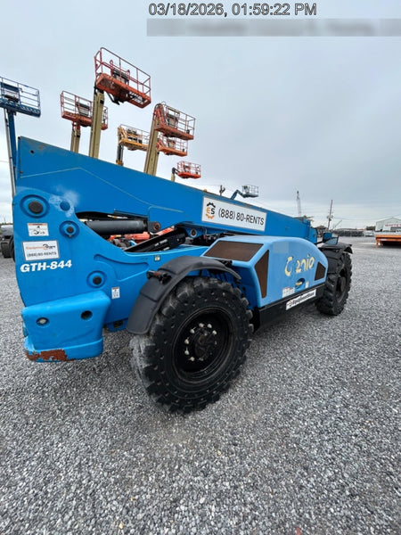 2019 Genie GTH-844 Canopy, Solid RT Tires, LED Work Lights, Beacon 60" QA Carriage, 48" Forks
