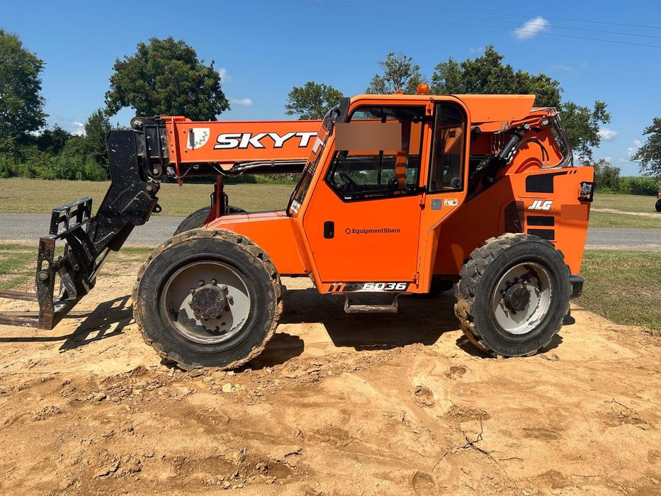 2019 Skytrak 6036 Cab/Heat/Air, Solid Tires, LED Work Lights, Beacon w/50" Carriage, 48" Pallet Forks