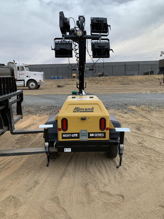 2021 Allmand NLV3GR (4) LED Light Fixture 350W, 23' Vertical Mast, 3kW Prime, Towable, Deep Sea L401, Leveling Jacks, Yanmar T4F 5.8hp