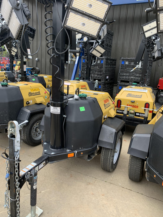 2021 Allmand NLV3GR (4) LED Light Fixture 350W, 23' Vertical Mast, 3kW Prime, Towable, Deep Sea L401, Leveling Jacks, Yanmar T4F 5.8hp