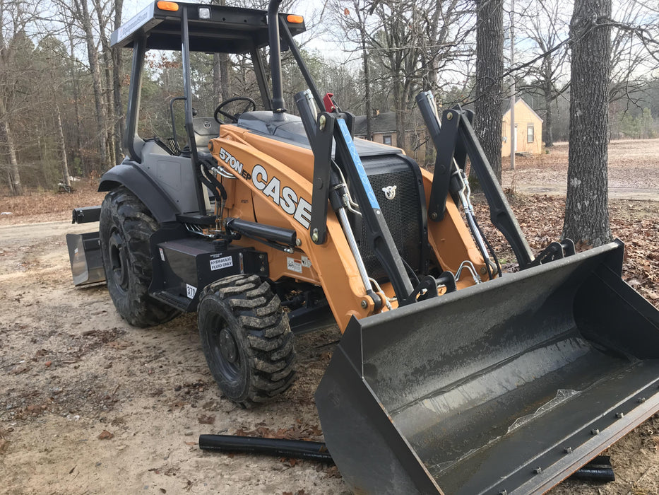 2019 Case 570N EP Canopy, 4WD, GP Front Bucket, Dual Tilt Cylinder, 84" Box Blade w/ Scarifier, Wheel Weights, Beacon