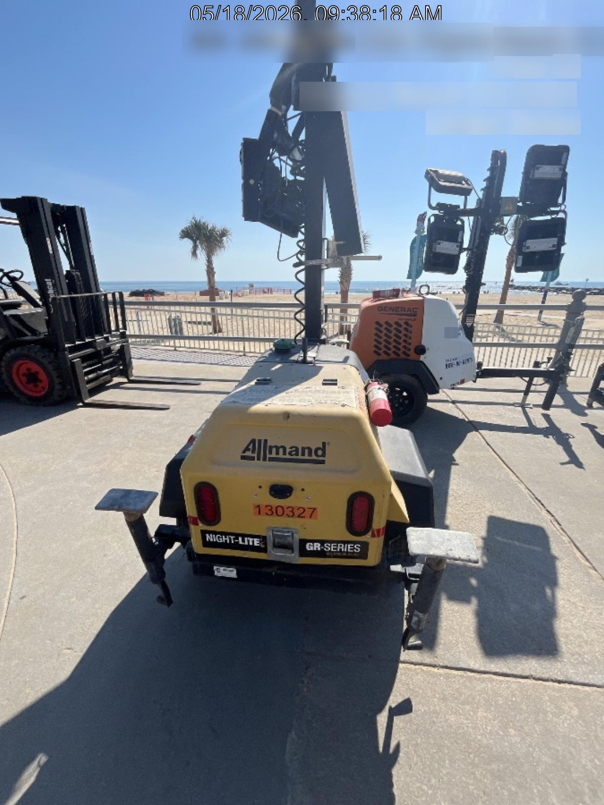 2021 Allmand NLV3GR (4) LED Light Fixture 350W, 23' Vertical Mast, 3kW Prime, Towable, Deep Sea L401, Leveling Jacks, Yanmar T4F 5.8hp