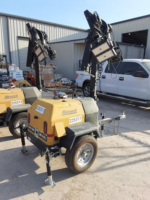 2022 Allmand NLV3GR (4) LED Light Fixture 350W, 23' Vertical Mast, 3kW Prime, Towable, Deep Sea L401, Leveling Jacks, Yanmar T4F 5.8hp