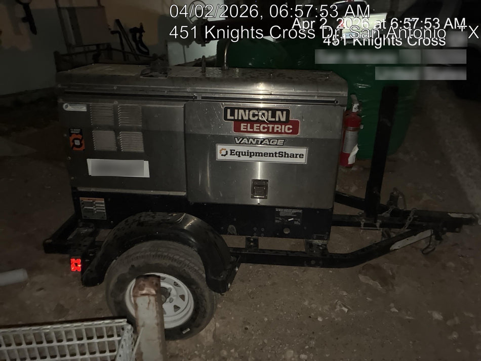 2019 Lincoln Electric Vantage 322 Ready-Pak 3, Two Wheel Trailer, Fender and Light Kit, Cable Rack
