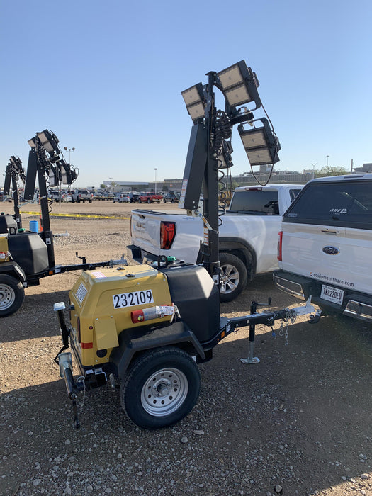 2022 Allmand NLV3GR (4) LED Light Fixture 350W, 23' Vertical Mast, 3kW Prime, Towable, Deep Sea L401, Leveling Jacks, Yanmar T4F 5.8hp