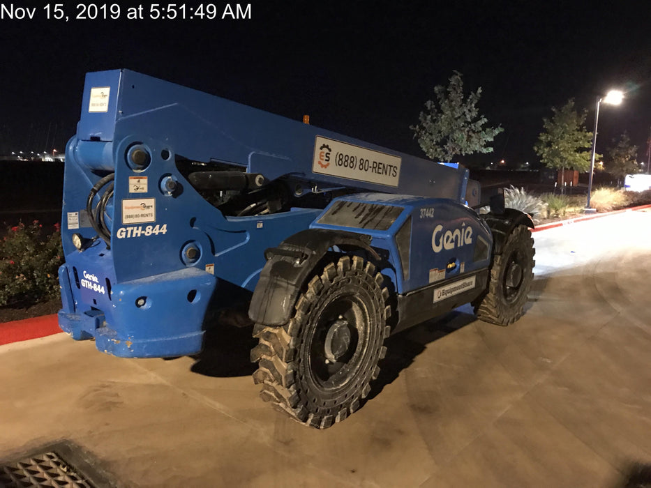2019 Genie GTH-844 Canopy, Solid RT Tires, LED Work Lights, Beacon 60" QA Carriage, 48" Forks