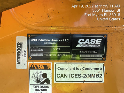 2018 Case 580N EP STANDARD HOE, ROPS, PILOT CONTROLS, AUX HYD