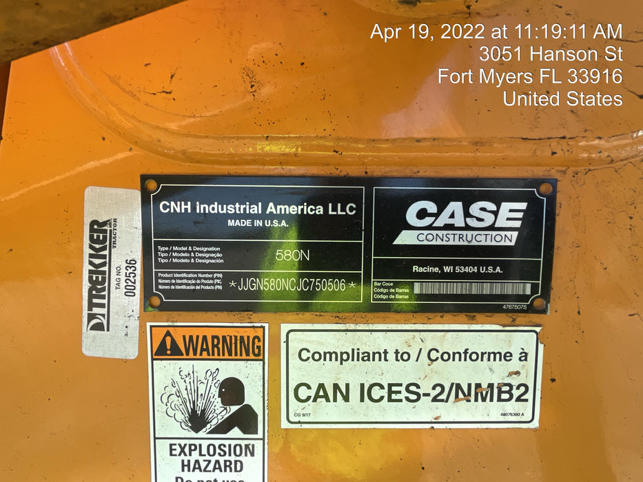 2018 Case 580N EP STANDARD HOE, ROPS, PILOT CONTROLS, AUX HYD