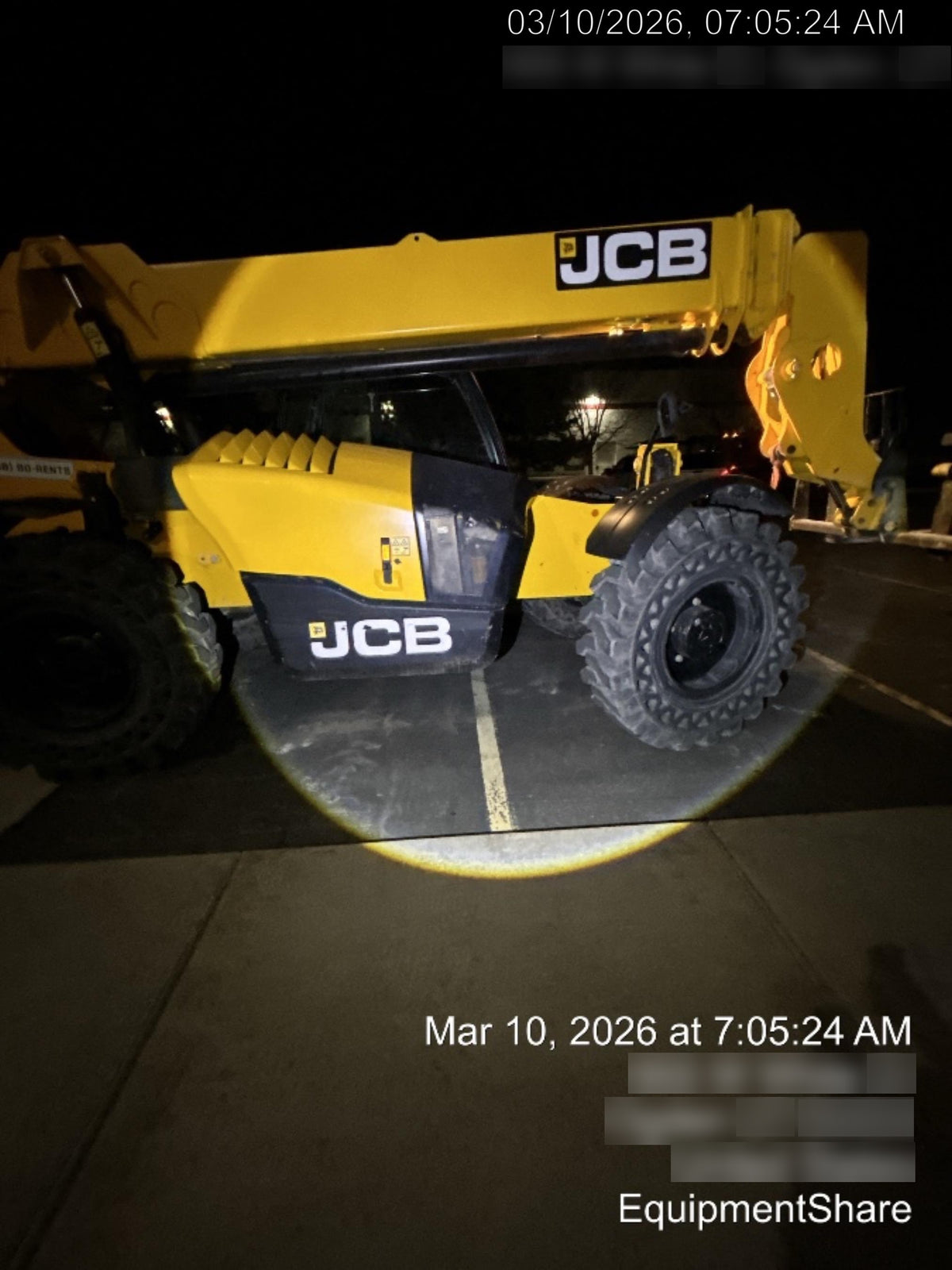 2019 JCB 509-42 Cab/Heat/Air, 74 HP, Solid Tires, STD Worklight, Beacon, Aux Hydraulics, Lifting Eye, Back up Alarm w/66" Carriage/60" Forks
