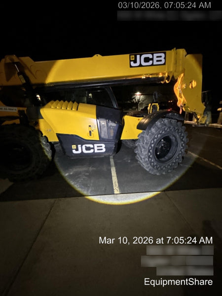 2019 JCB 509-42 Cab/Heat/Air, 74 HP, Solid Tires, STD Worklight, Beacon, Aux Hydraulics, Lifting Eye, Back up Alarm w/66" Carriage/60" Forks