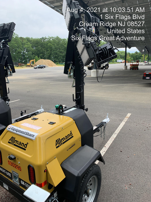 2021 Allmand NLV3GR (4) LED Light Fixture 350W, 23' Vertical Mast, 3kW Prime, Towable, Deep Sea L401, Leveling Jacks, Yanmar T4F 5.8hp