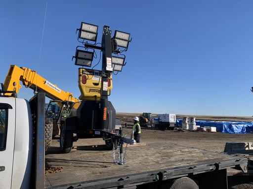 2022 Allmand NLV3GR (4) LED Light Fixture 350W, 23' Vertical Mast, 3kW Prime, Towable, Deep Sea L401, Leveling Jacks, Yanmar T4F 5.8hp