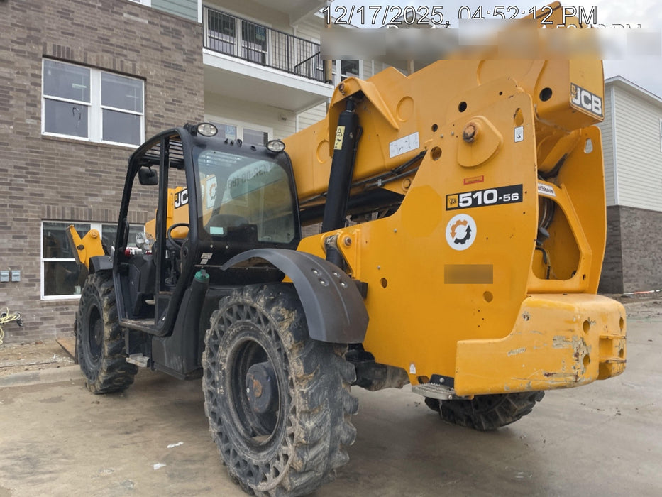 2019 JCB 510-56 Canopy, 74 HP, Solid Tires, STD Worklight, Beacon, Aux Hydraulics, Lifting Eye, Back up Alarm w/66" Carriage/60" Forks