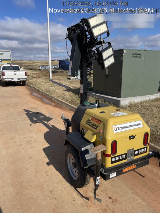 2022 Allmand NLV3GR (4) LED Light Fixture 350W, 23' Vertical Mast, 3kW Prime, Towable, Deep Sea L401, Leveling Jacks, Yanmar T4F 5.8hp