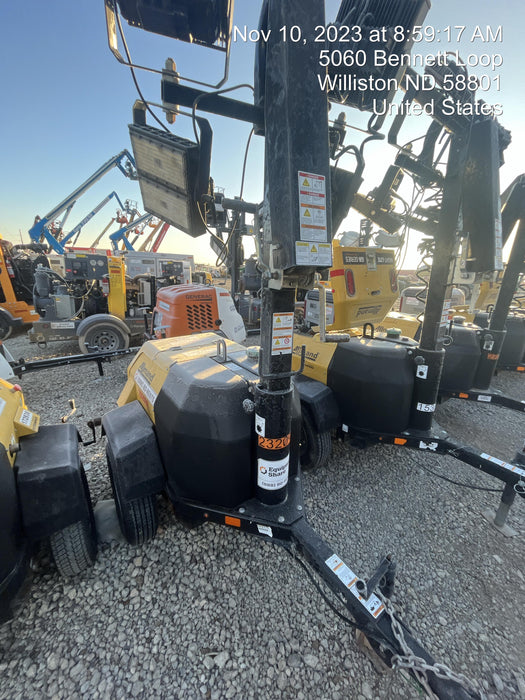 2022 Allmand NLV3GR (4) LED Light Fixture 350W, 23' Vertical Mast, 3kW Prime, Towable, Deep Sea L401, Leveling Jacks, Yanmar T4F 5.8hp