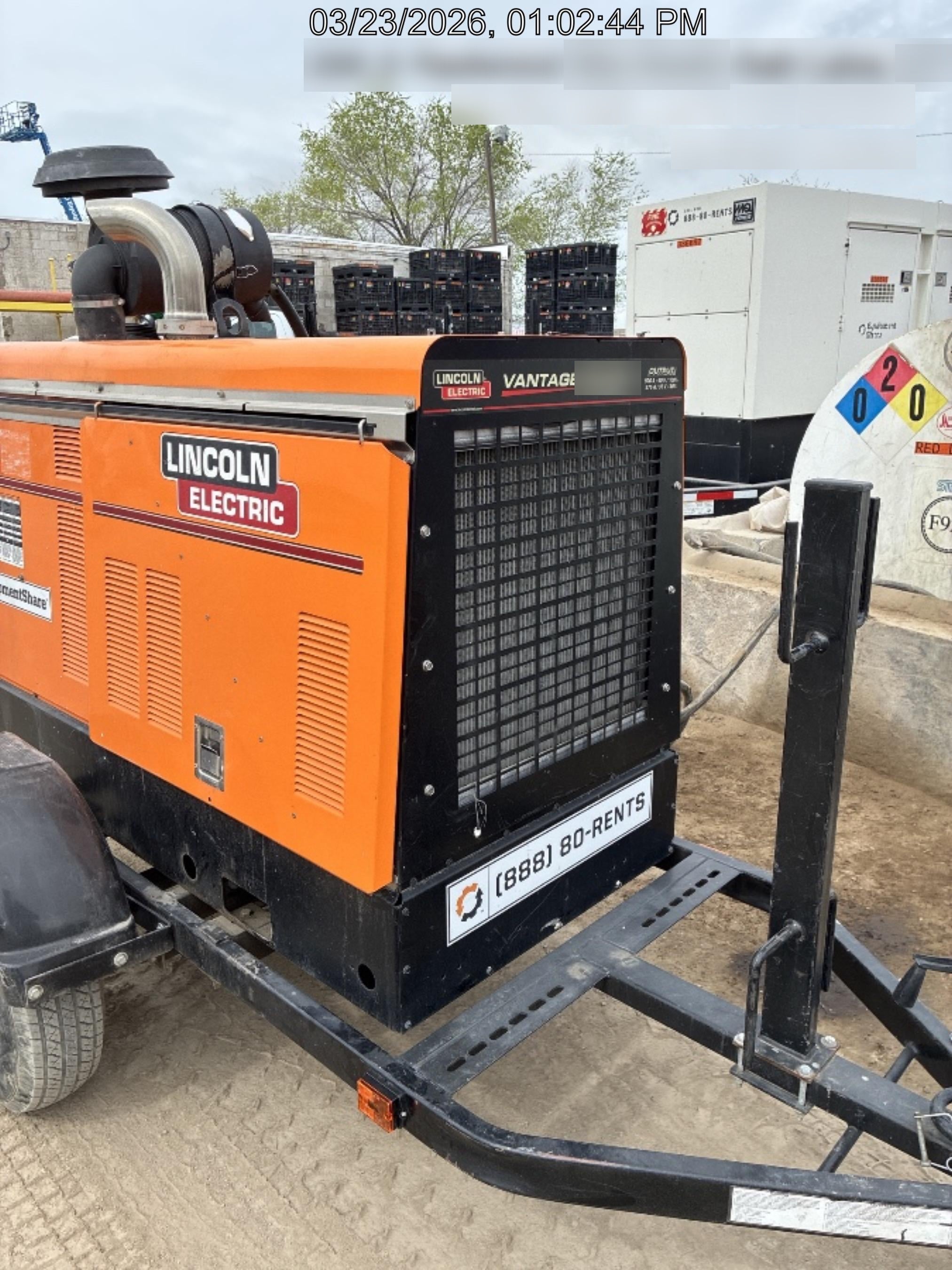 2021 Lincoln Electric Vantage 549X Ready Pak 3, ORANGE (includes trailer, cable rack, fender light kit)