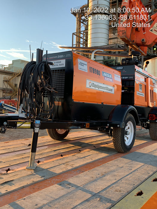 2021 Lincoln Electric Vantage 322 Vantage 322 Ready Pak 3 w/ Decals, ORANGE (includes trailer, cable rack, fender light kit) NO Telematics