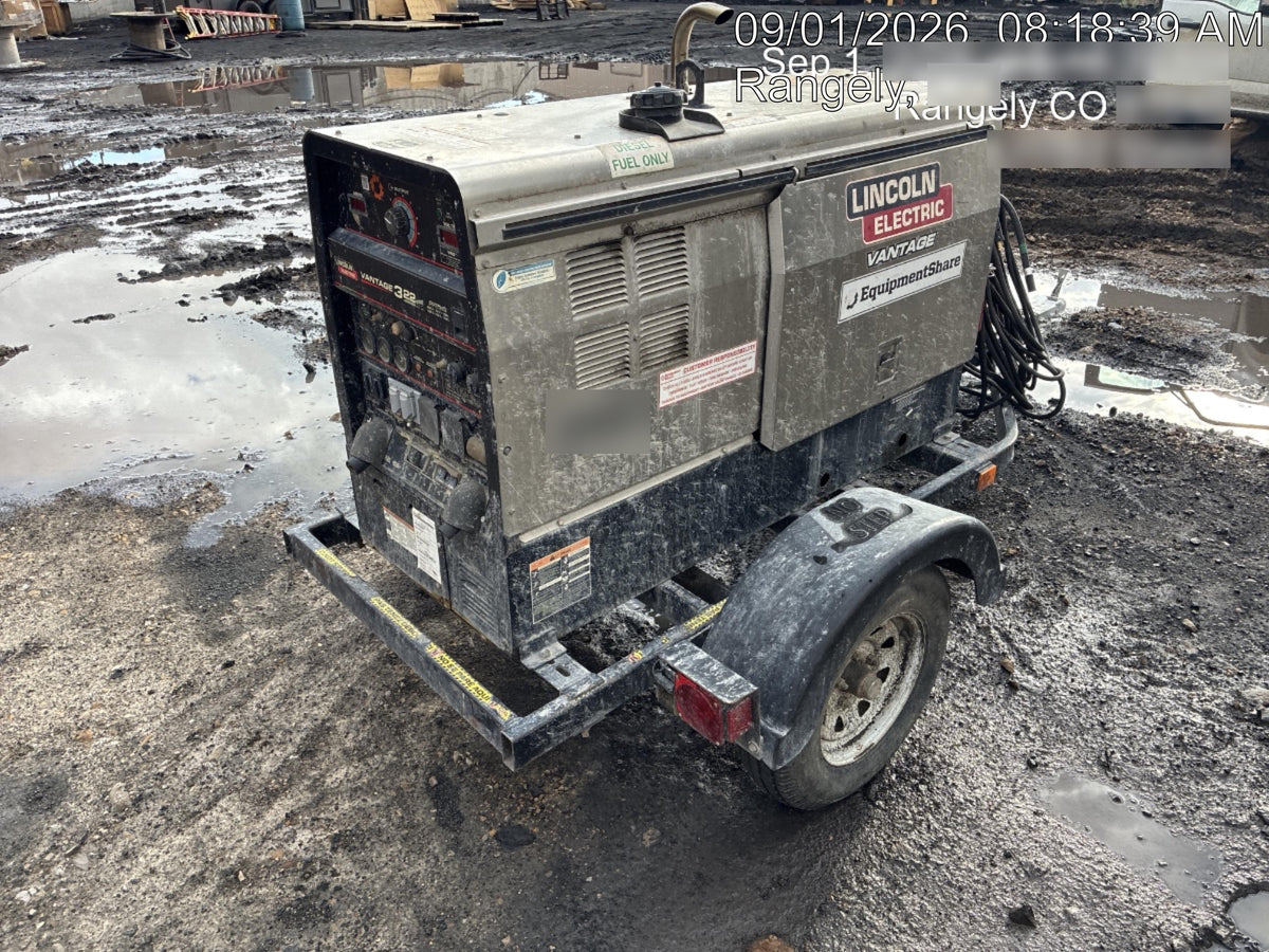 2019 Lincoln Electric Vantage 322 Ready-Pak 3, Two Wheel Trailer, Fender and Light Kit, Cable Rack