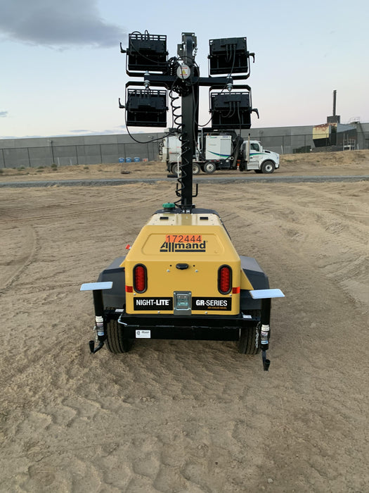 2021 Allmand NLV3GR (4) LED Light Fixture 350W, 23' Vertical Mast, 3kW Prime, Towable, Deep Sea L401, Leveling Jacks, Yanmar T4F 5.8hp